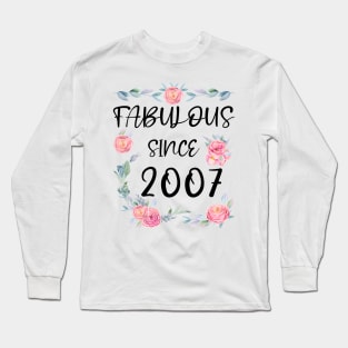 Women 14 Years Old Fabulous Since 2007 Flowers Long Sleeve T-Shirt